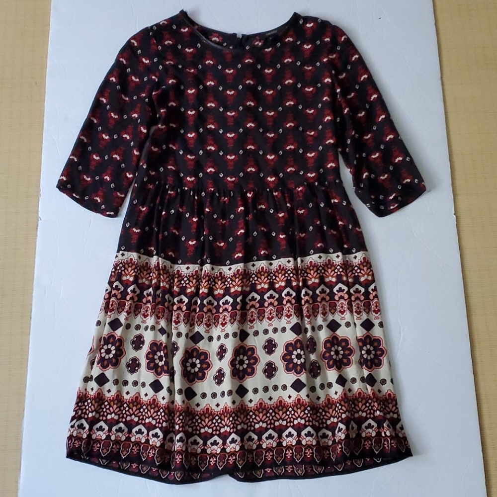 ★Cute 3/4 Sleeve length Floral Print Dress